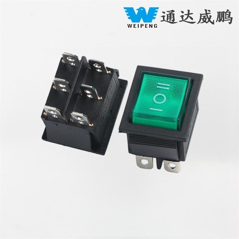 KCD4 हरियो एलईडी 6-पिन/4-पिन इल्युमिनेटेड 16A 250V रकर स्विच
