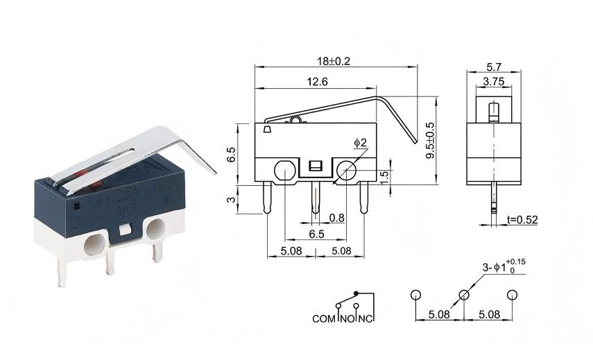 सिल्भर DOT घुमाउरो ह्यान्डल माउस स्विच